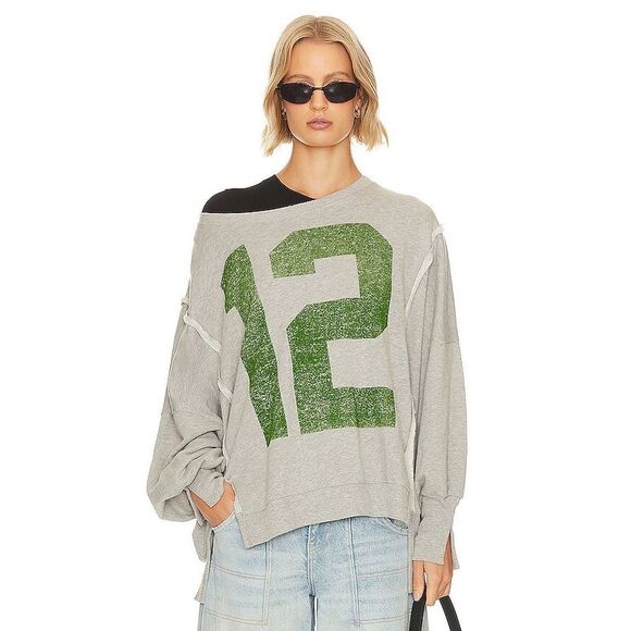 Free People Sweaters - Free people graphic Camden sweatshirt in heather grey size large